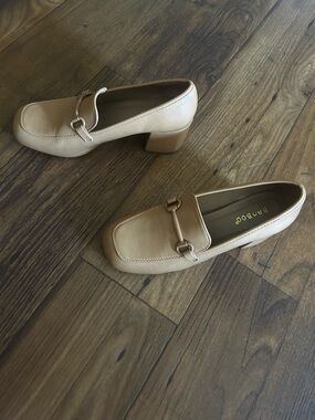 Beige Block Heel Loafers - Classic Women's Dress Loafers